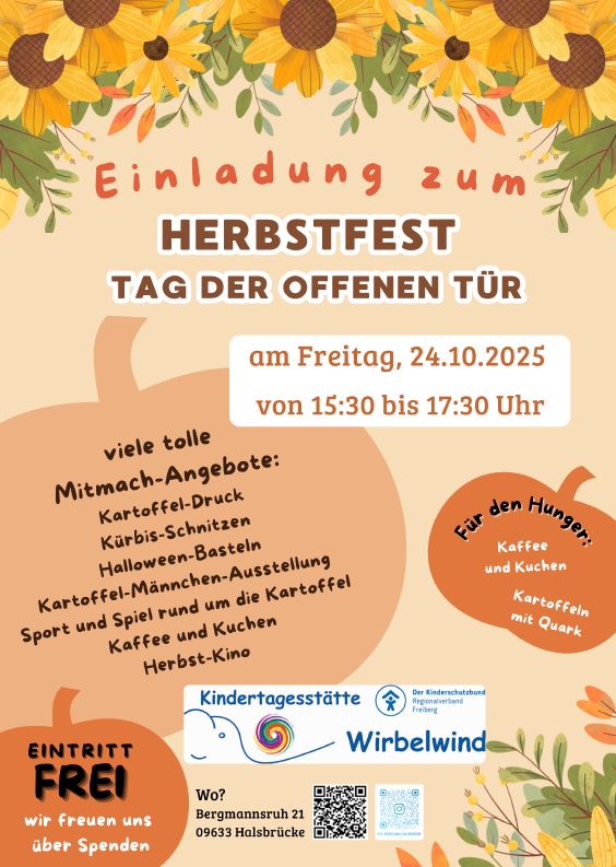 Tag der offenen Tür und Herbstfest in der Kita Halsbrücke am 24.10.2025